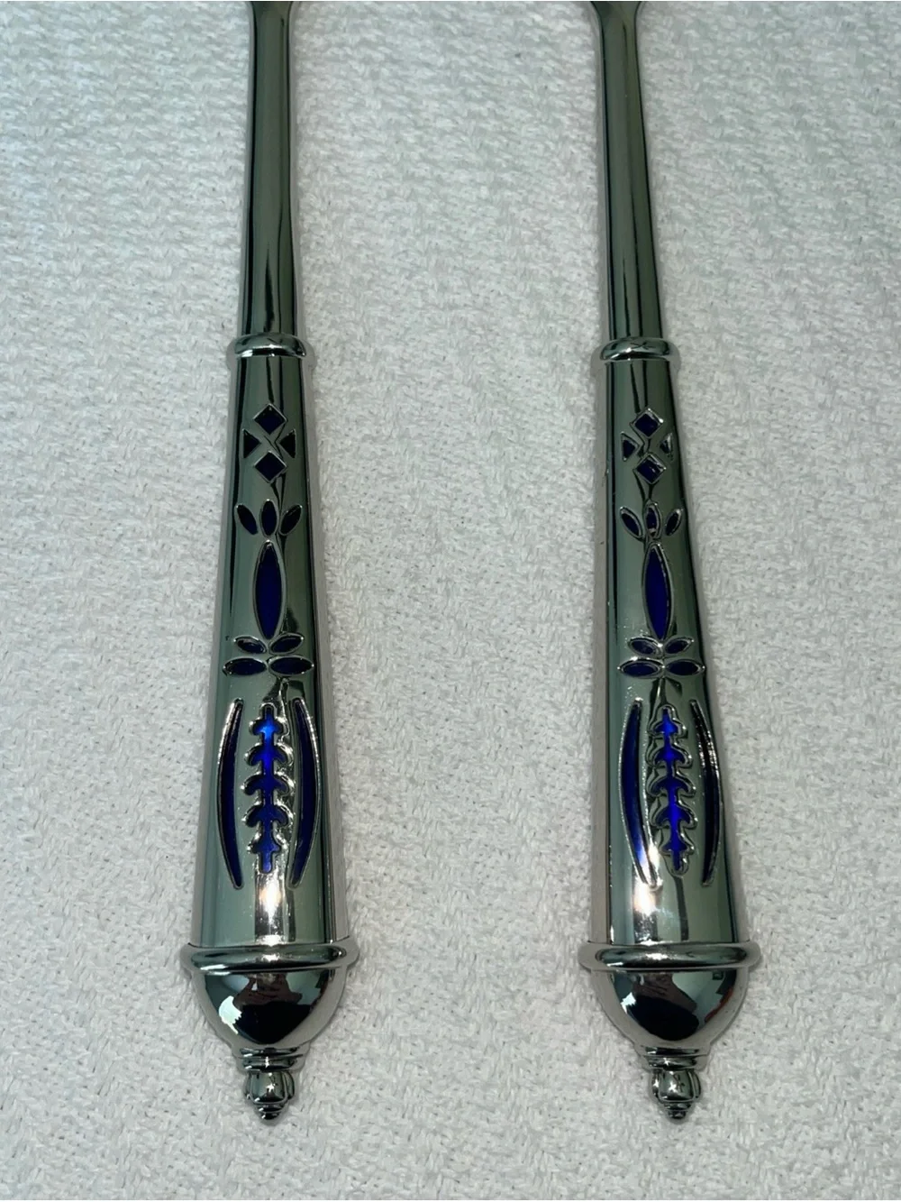 Avon Vintage silver plated serving utensils with cobalt blue glass inserts